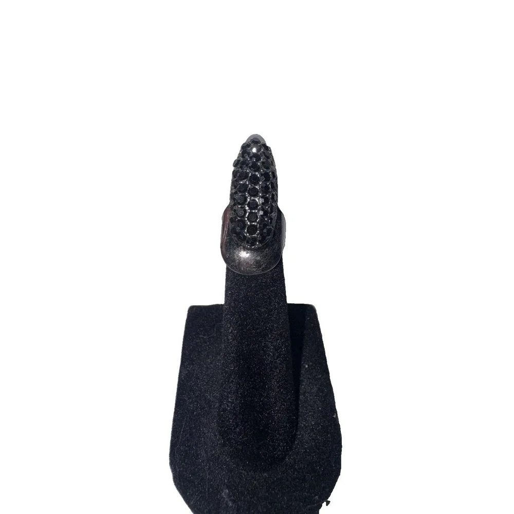 New Adjustable Gunmetal Black Rhinestone Claw / Talon Ring – Gothic Statement